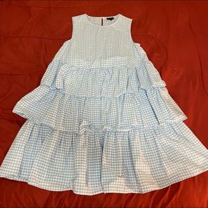 Light Blue Plaid Picnic Dress